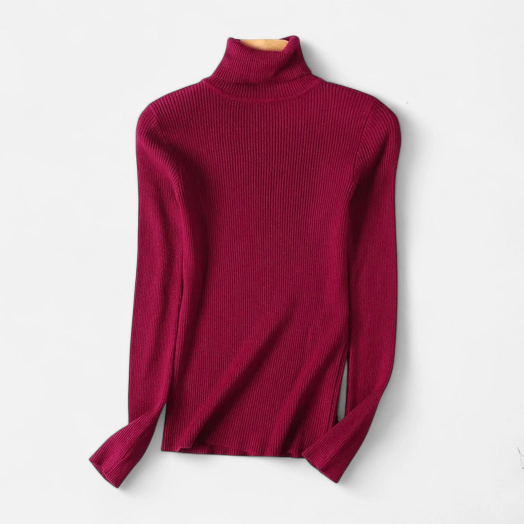 Women’s Ribbed Turtleneck Sweater – Foldover Winter Elegance