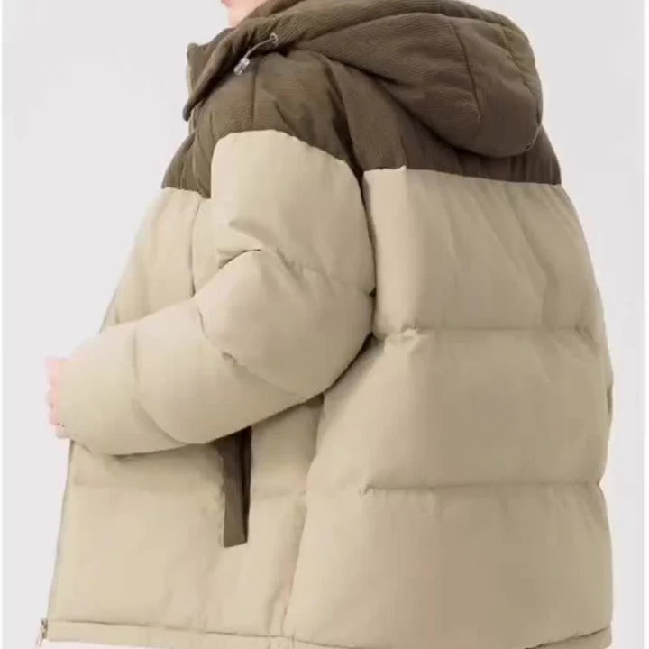 Women’s Two-Tone Corduroy Panel Puffer Jacket
