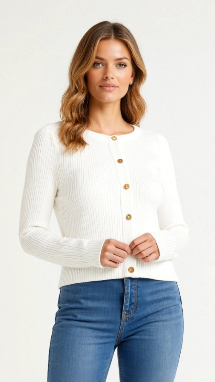 Women’s Elara Ribbed Button-Up Cardigan