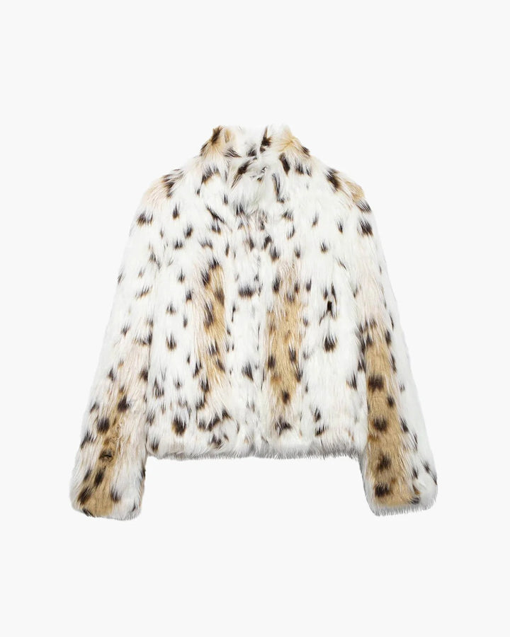 Women’s Luxe Leopard Faux Fur Coat – Statement Winter Jacket