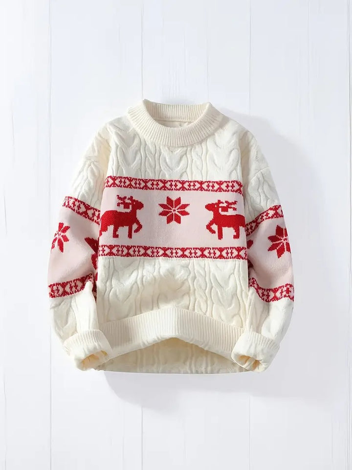 Men’s Nordic Reindeer Cable Knit Christmas Jumper – Classic Winter Sweater