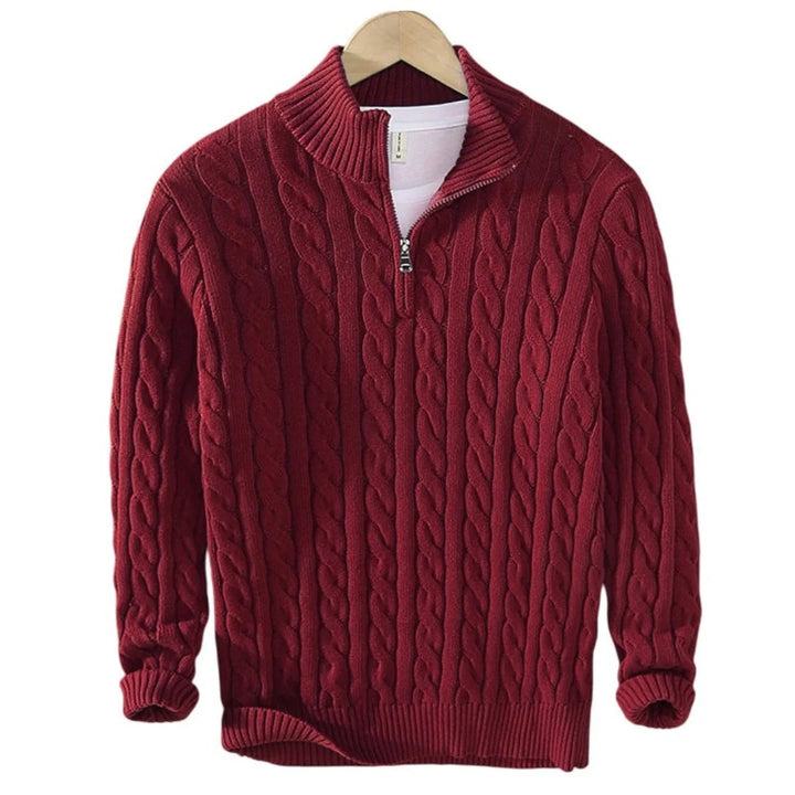 Men’s Zip-Up Cable Knit Sweater