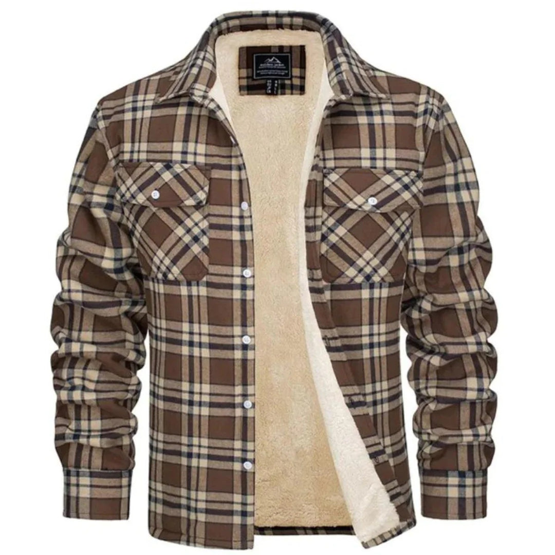 Men’s Sherpa Lined Plaid Shirt Jacket
