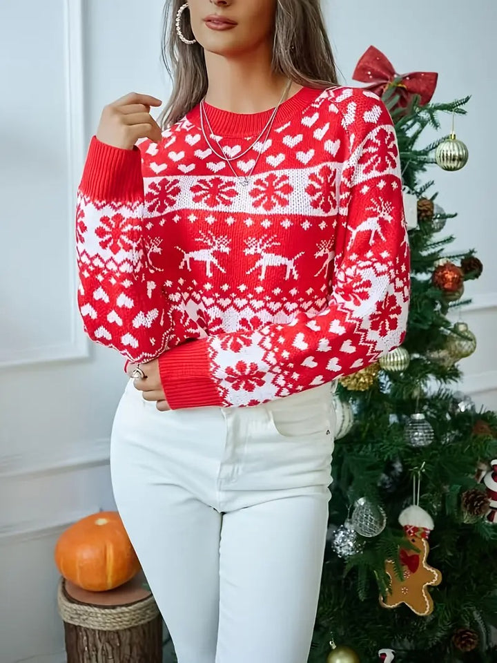 Women’s Merry Heart Reindeer Knit Christmas Jumper