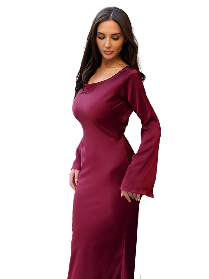 Women’s Long Sleeve Maxi Dress – Elegant Flowing Evening Gown