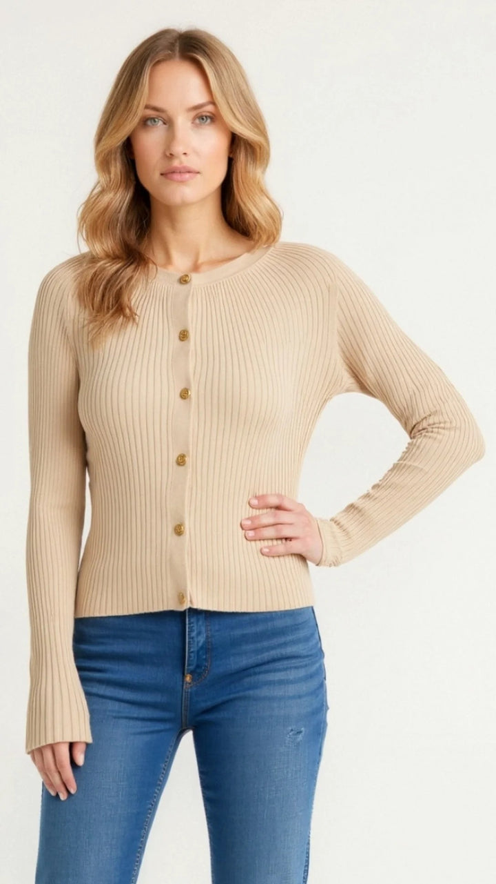 Women’s Elara Ribbed Button-Up Cardigan