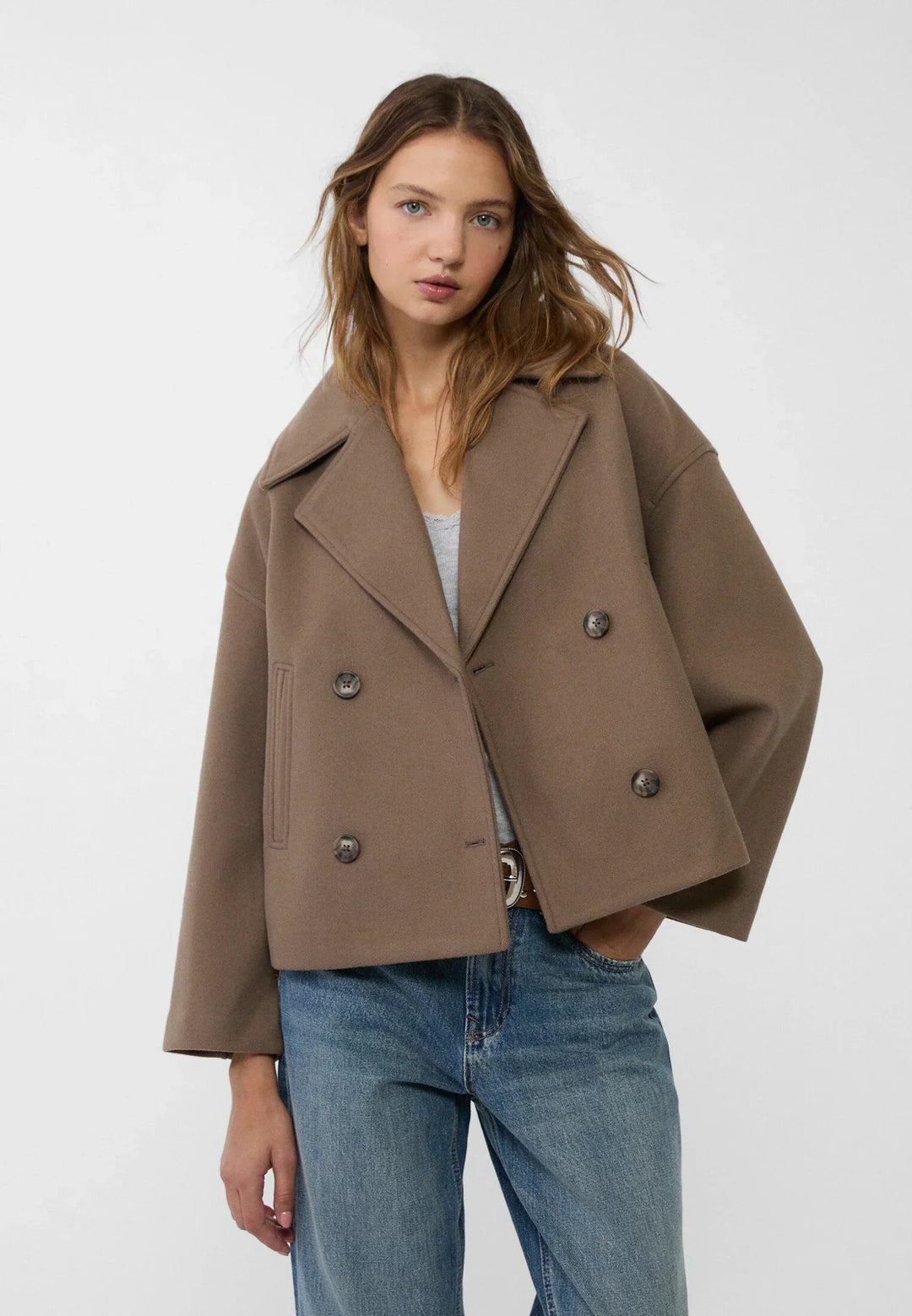 Women’s Cropped Double-Breasted Coat