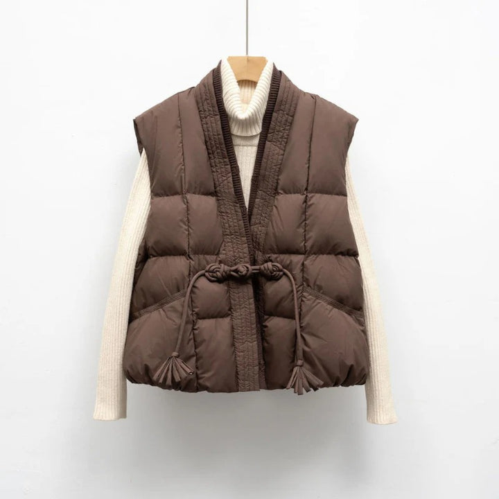 Women's Quilted Kimono-Tie Puffer Vest