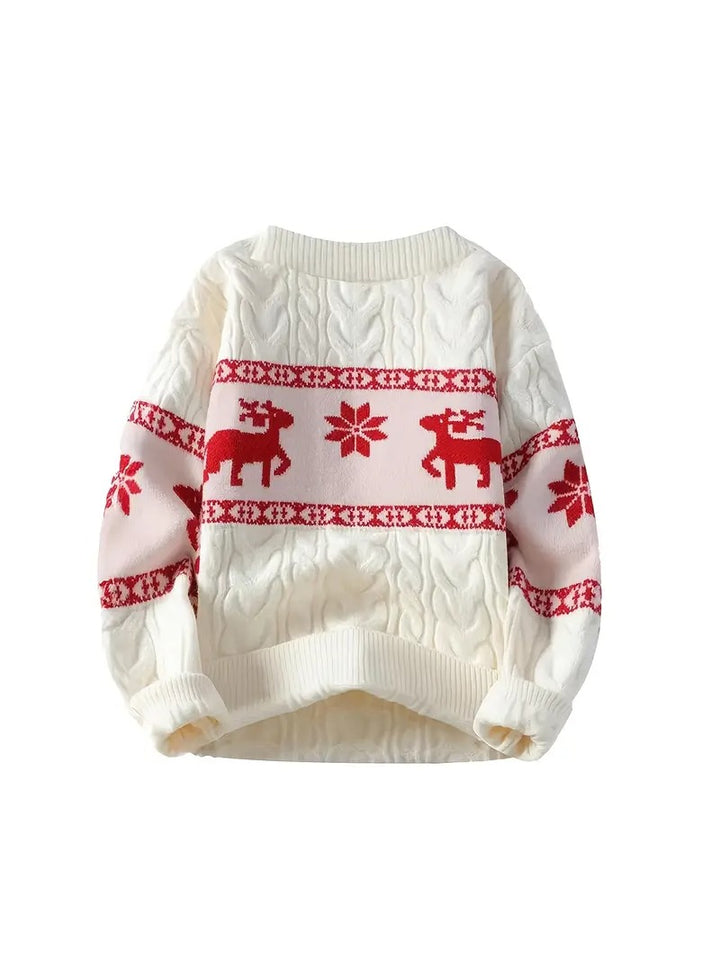 Men’s Nordic Reindeer Cable Knit Christmas Jumper – Classic Winter Sweater