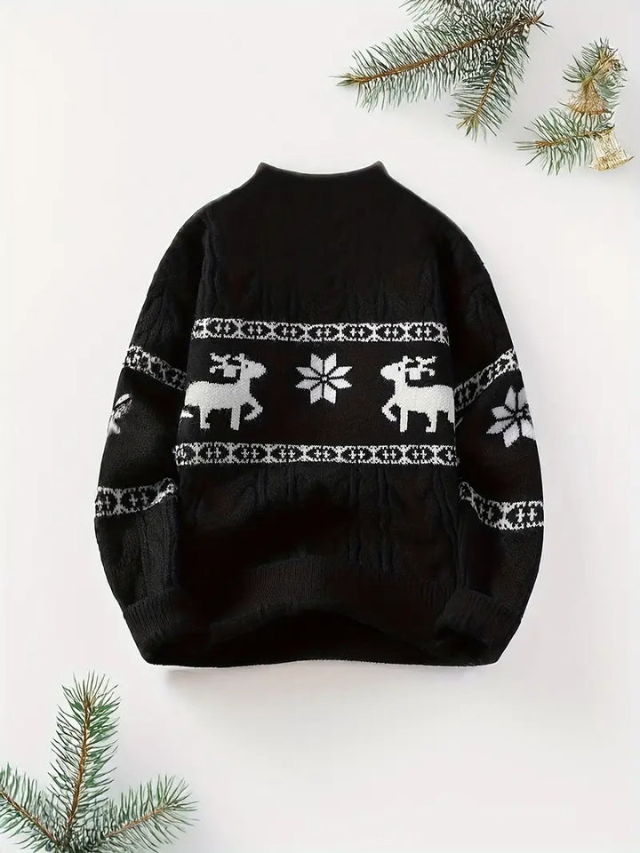 Men’s Nordic Reindeer Cable Knit Christmas Jumper – Classic Winter Sweater