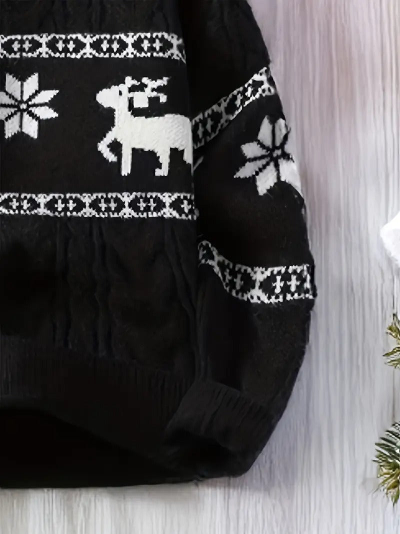 Men’s Nordic Reindeer Cable Knit Christmas Jumper – Classic Winter Sweater