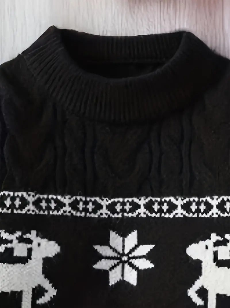 Men’s Nordic Reindeer Cable Knit Christmas Jumper – Classic Winter Sweater