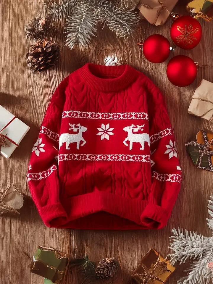 Men’s Nordic Reindeer Cable Knit Christmas Jumper – Classic Winter Sweater