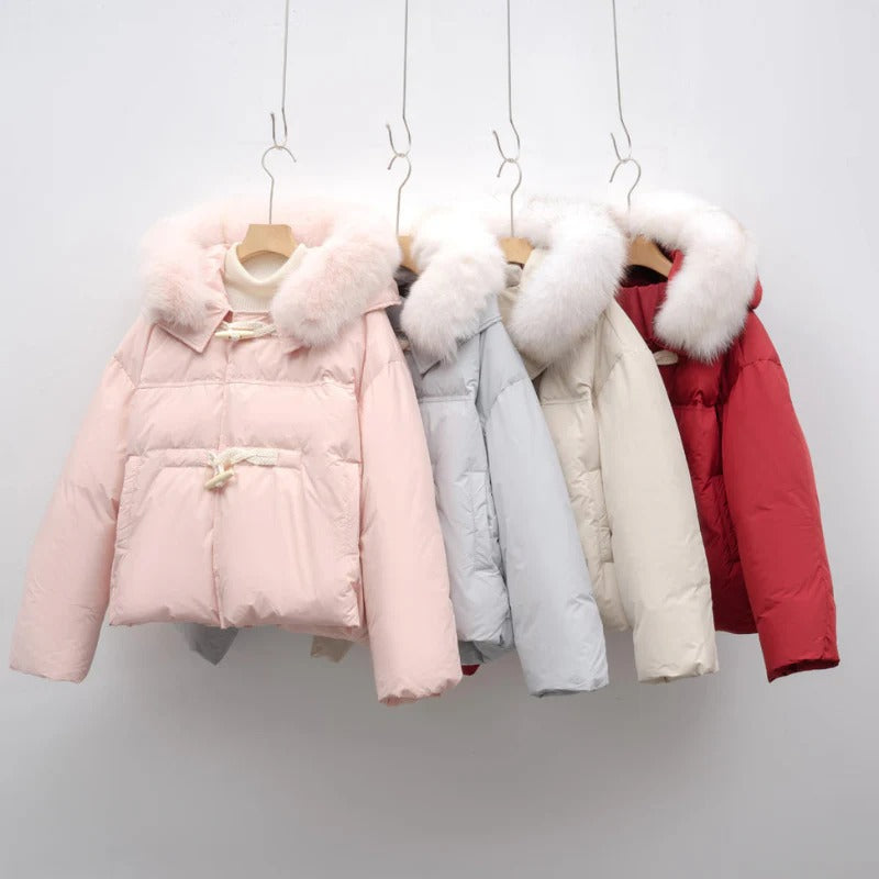 Women’s Fur-Collar Toggle Puffer Jacket