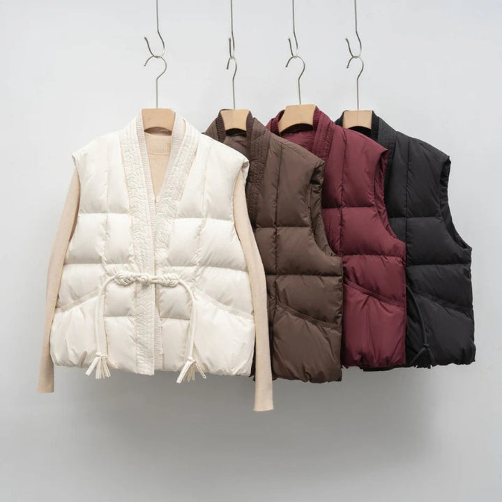 Women's Quilted Kimono-Tie Puffer Vest