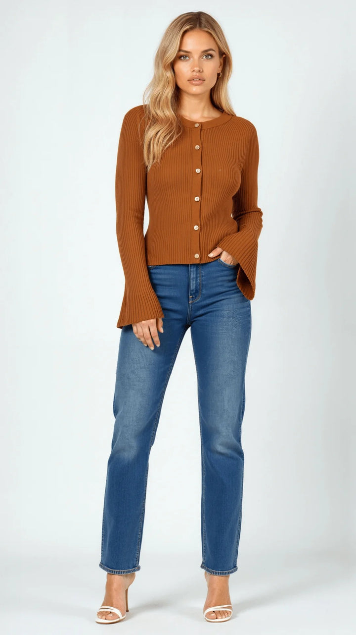 Women’s Elara Ribbed Button-Up Cardigan