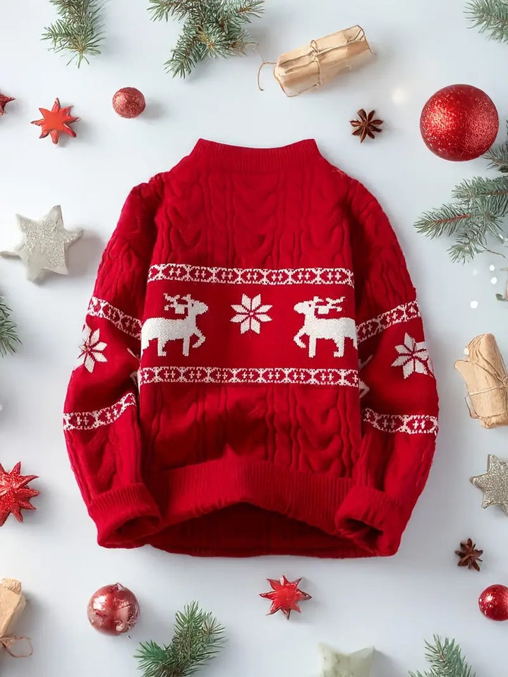 Men’s Nordic Reindeer Cable Knit Christmas Jumper – Classic Winter Sweater