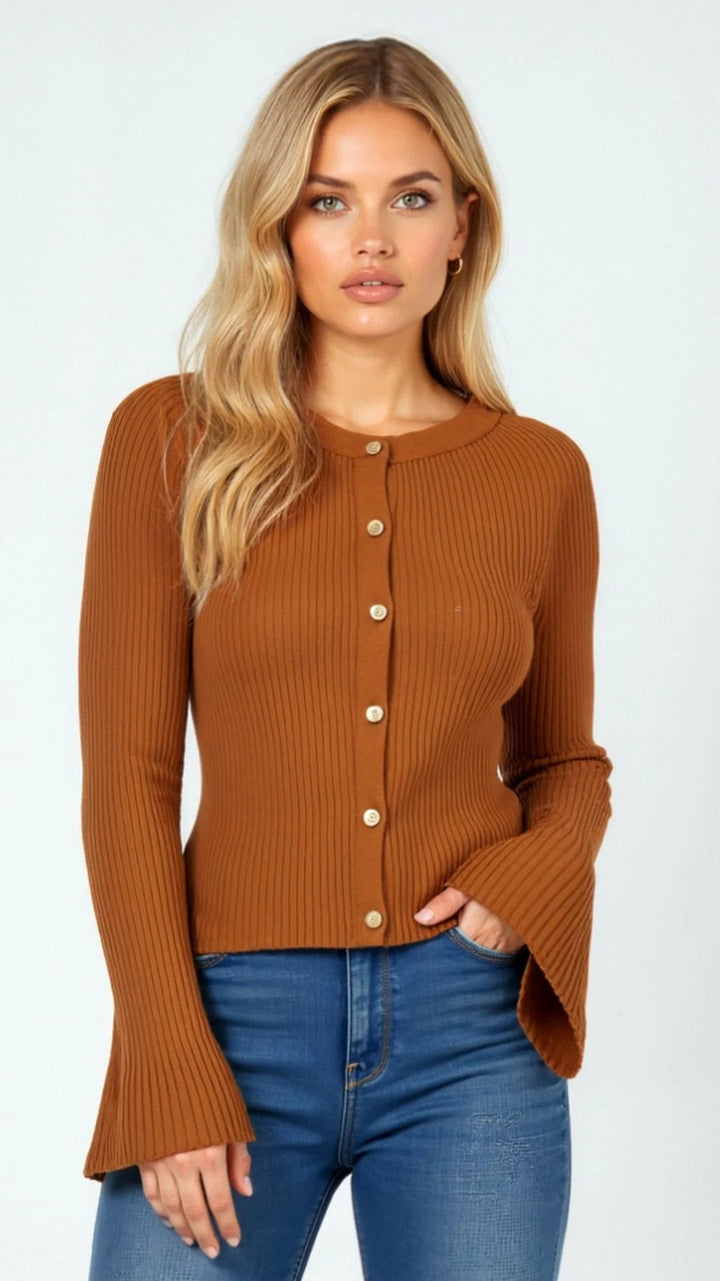 Women’s Elara Ribbed Button-Up Cardigan