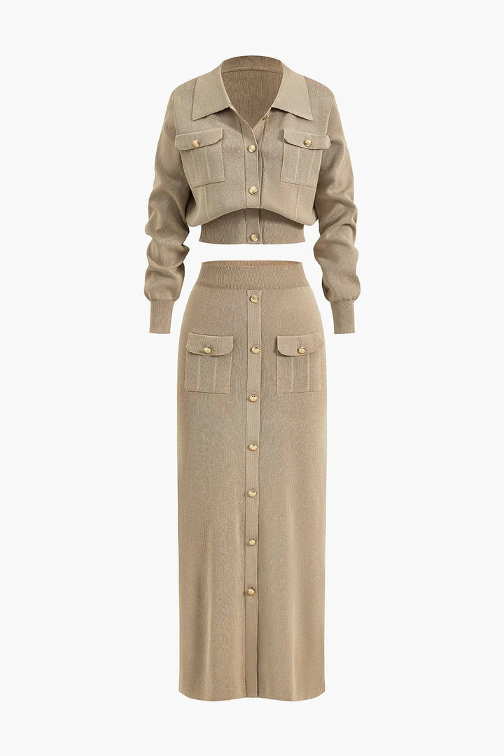 Women’s Dahlia Button-Front Knit Skirt Set