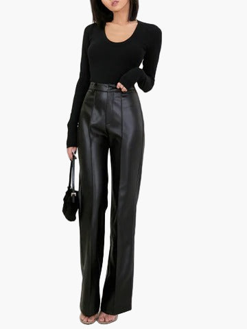 Women’s Arden High-Waist Faux Leather Trousers