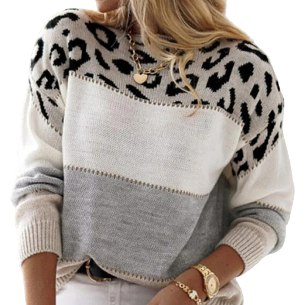 Women’s Monochrome Leopard Knit Sweater