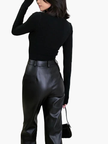 Women’s Arden High-Waist Faux Leather Trousers