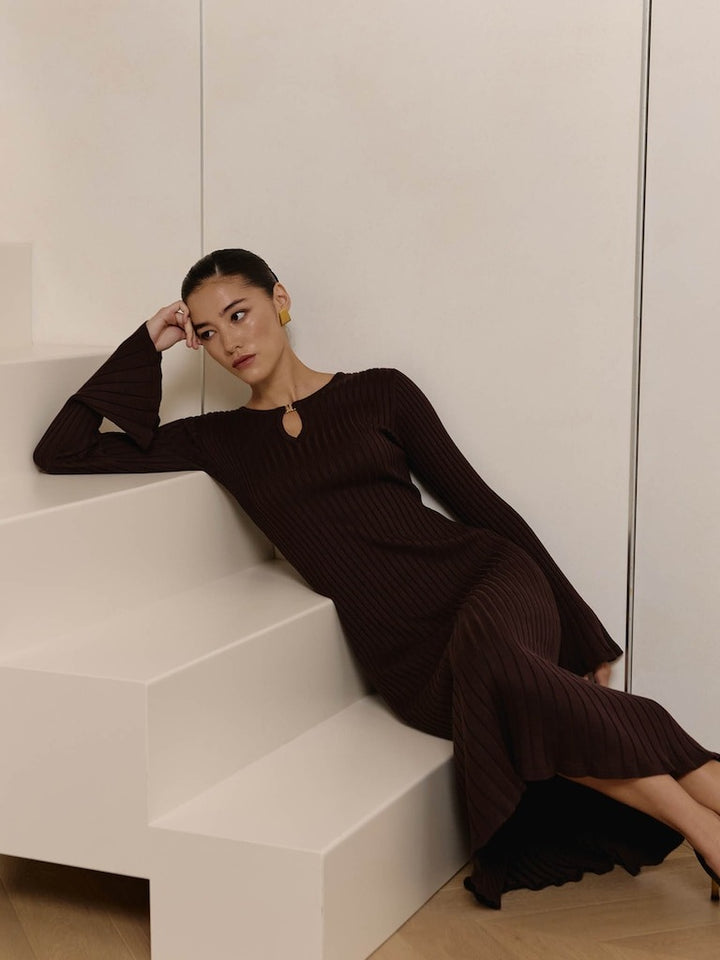 Women’s Elara Ribbed Keyhole Midi Dress