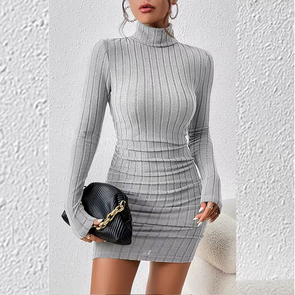 Women’s Elise Ribbed High-Neck Bodycon Dress – Victoria Muse