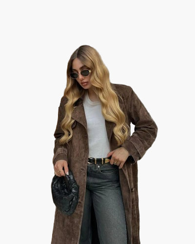 Women’s Suede Trench Coat – Victoria Muse