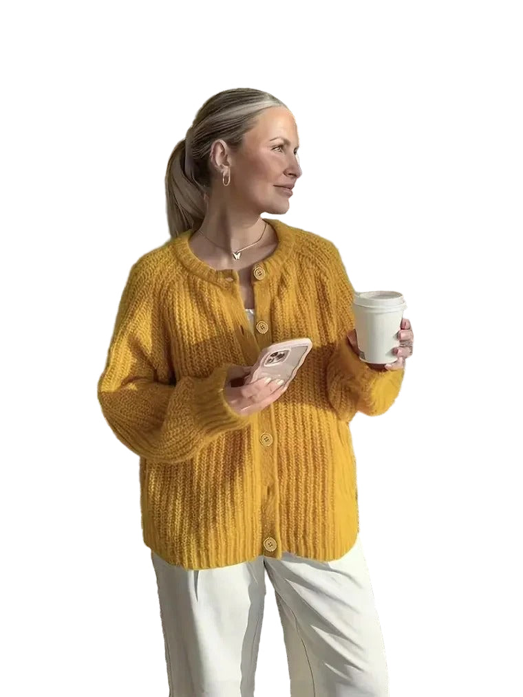 Women’s Oversized Ribbed Button-Front Cardigan