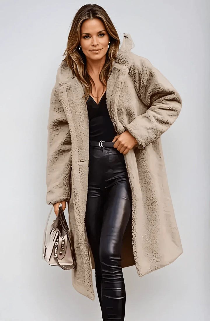 Women’s Cozy Luxe Teddy Longline Coat – Hooded Winter Warm Jacket