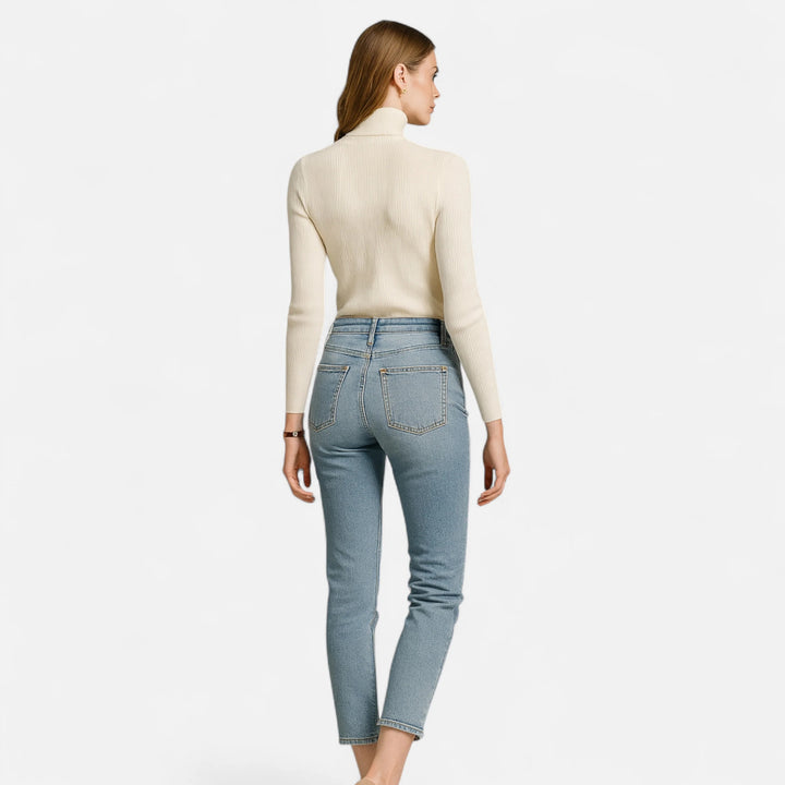 Women’s Ribbed Turtleneck Sweater – Foldover Winter Elegance