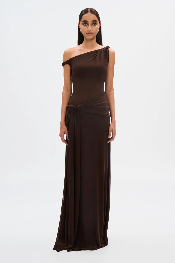 Women’s One-Shoulder Draped Maxi Dress