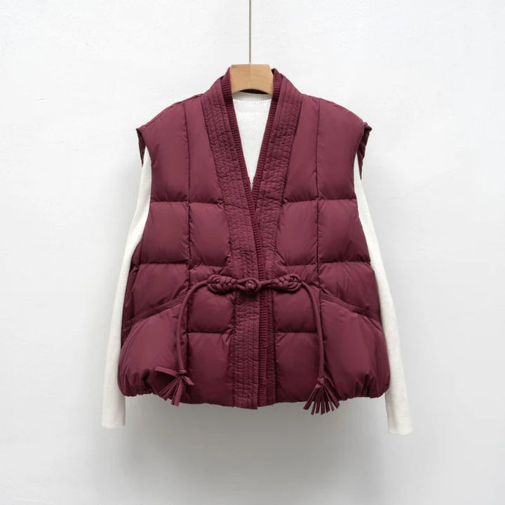 Women's Quilted Kimono-Tie Puffer Vest