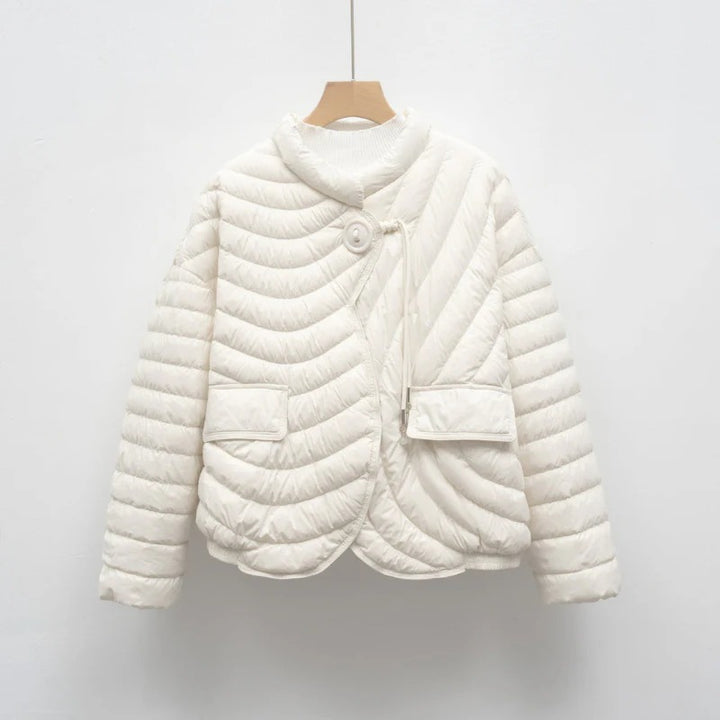 Women’s Asymmetry Puffer Jacket – Warm Winter Quilted Fit