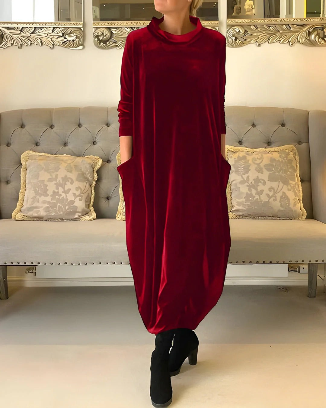 Women’s Velvet Elegance Maxi Dress – Long Autumn & Winter Silhouette