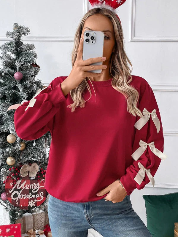 Women’s Bow-Sleeve Holiday Sweatshirt
