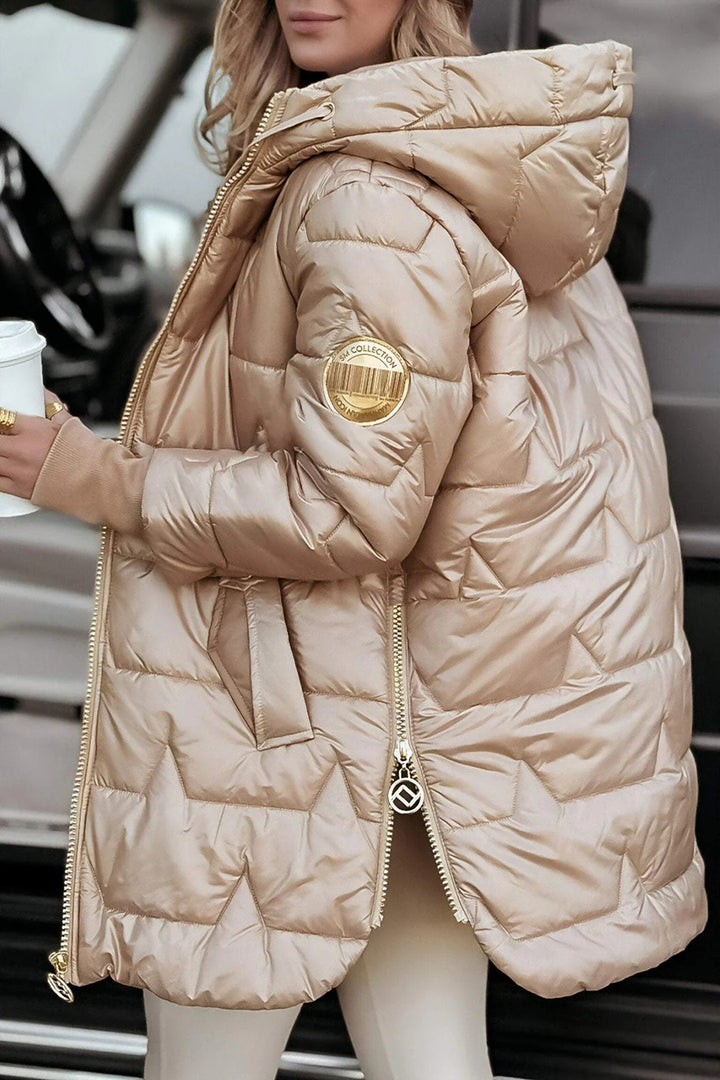 Women’s Aurora Luxe Long Puffer Coat – Winter Warm Hooded Jacket