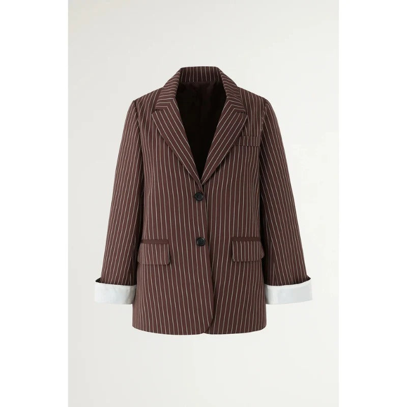 Women’s Pinstripe Single-Breasted Blazer – Classic Tailored Jacket