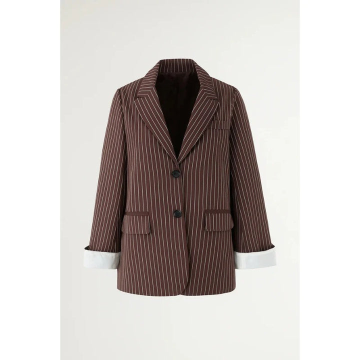 Women’s Pinstripe Single-Breasted Blazer – Classic Tailored Jacket