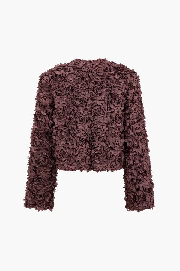 Women’s Rosette Texture Statement Jacket – 3D Floral Detailing