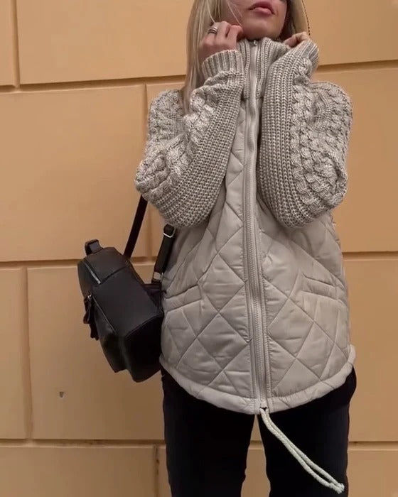 Women’s Celine Quilted Knit-Sleeve Jacket