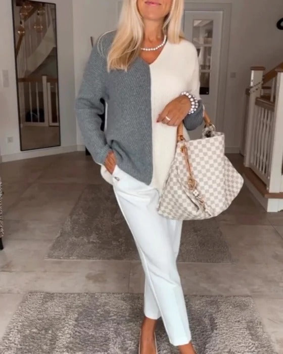 Women’s Maren V-Neck Colour Block Sweater