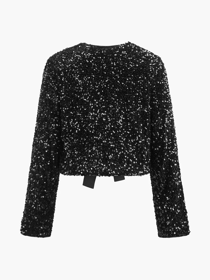 Women’s Elara Sequin Bow-Front Cropped Jacket