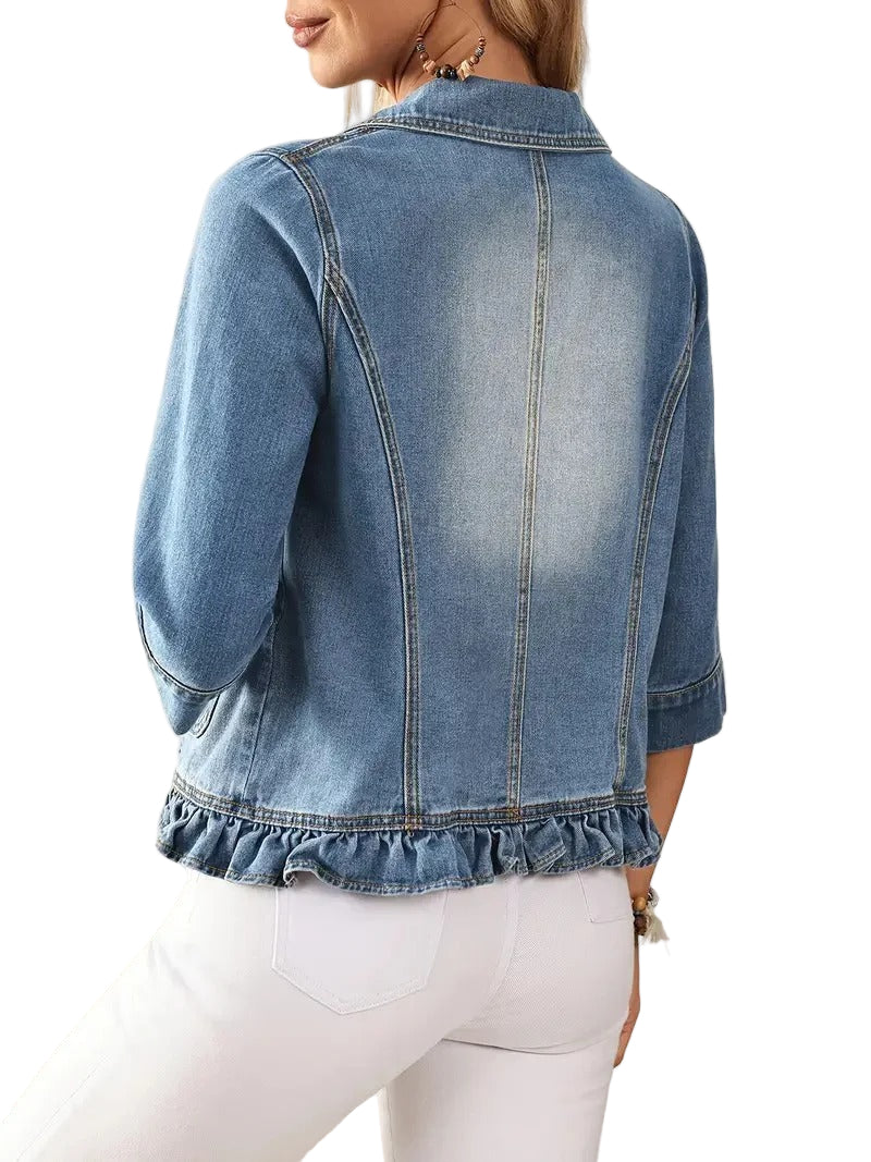 Women’s Ruffled Hem Denim Jacket