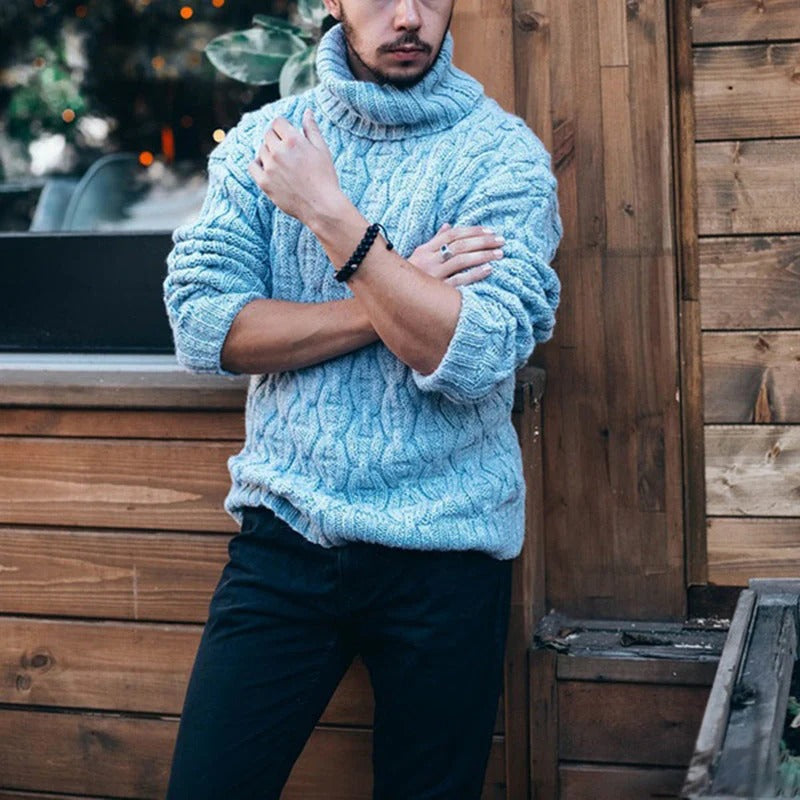 Men’s Alpine Cable-Knit Turtleneck Sweater