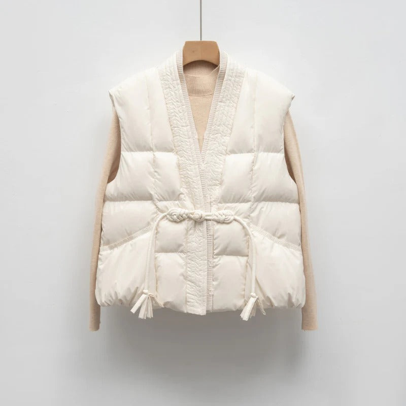 Women's Quilted Kimono-Tie Puffer Vest