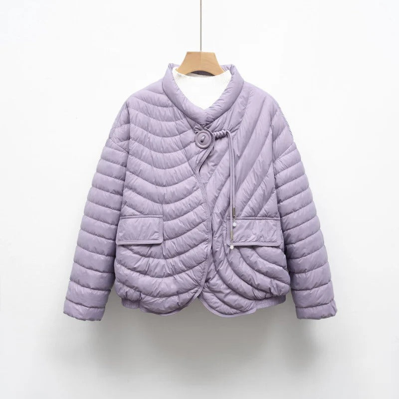 Women’s Asymmetry Puffer Jacket – Warm Winter Quilted Fit