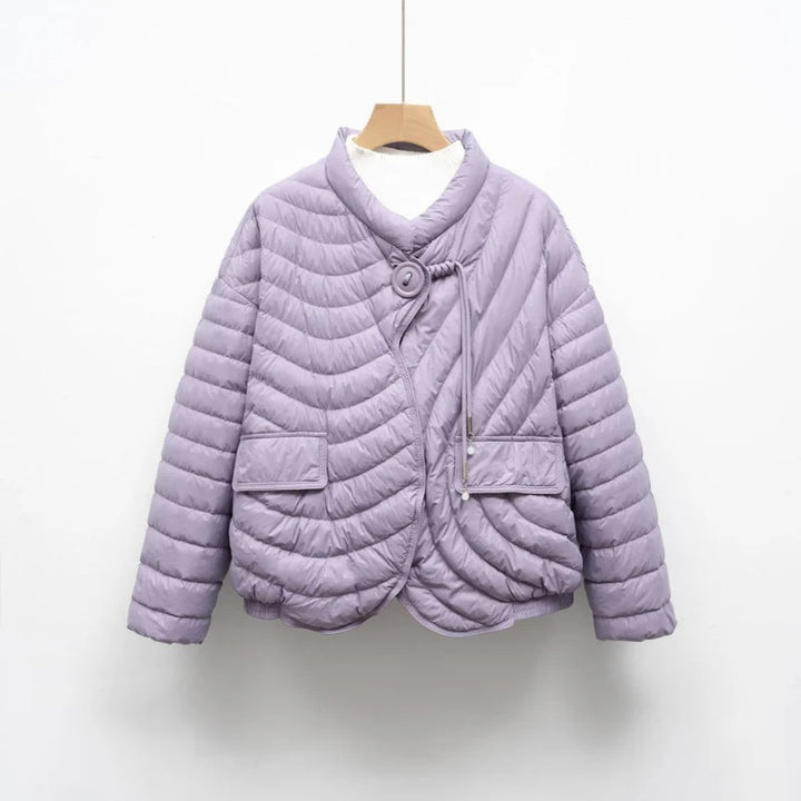 Women’s Asymmetry Puffer Jacket – Warm Winter Quilted Fit