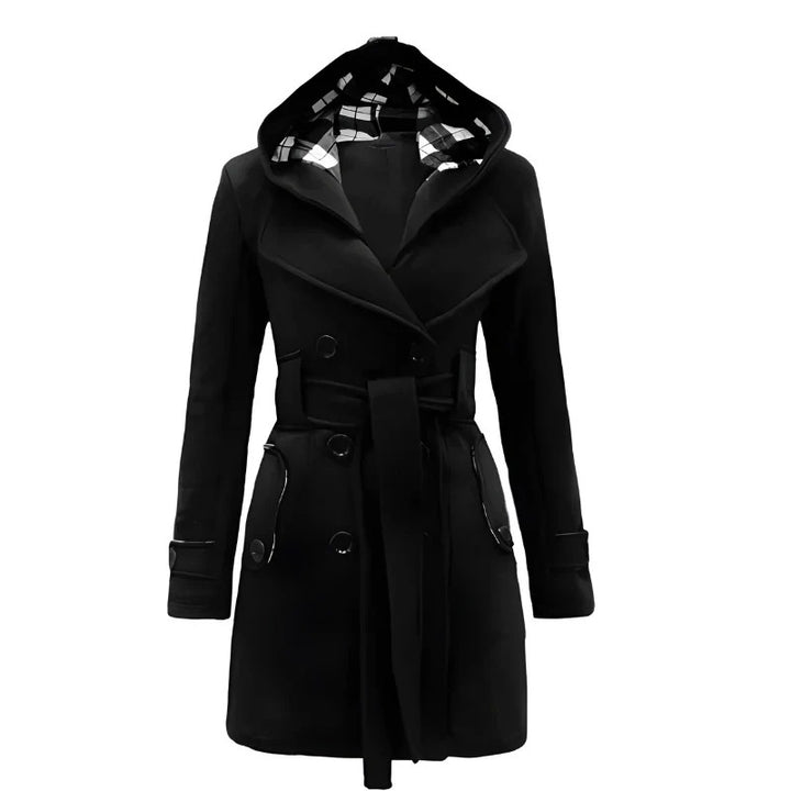 Women’s Hooded Double-Breasted Belted Coat